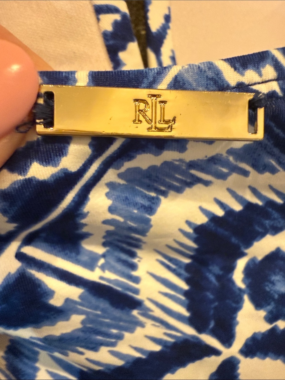 Women’s Ralph Lauren Blue and White One-Piece Swimsuit - size 16 - Picture 4 of 7